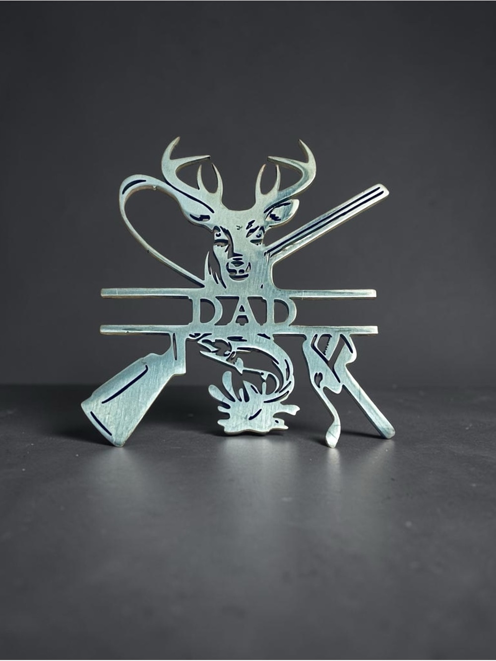 Hunter Fisherman Dad Lapel Pin Silver Stainless Fathers Day Gift Mens Jewelry